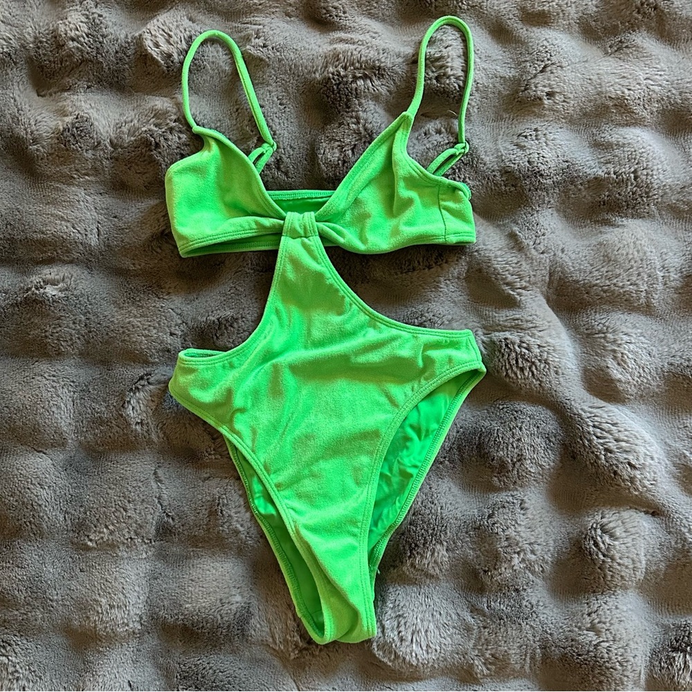 LA Hearts Green Riviera Terry One Piece Swimsuit